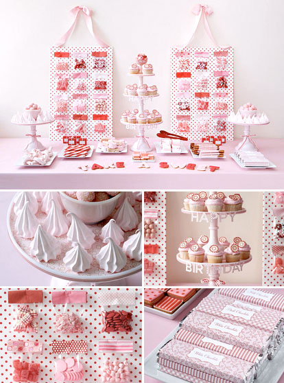 Favor bags filled with pink and red candy were hung on a board for guests to